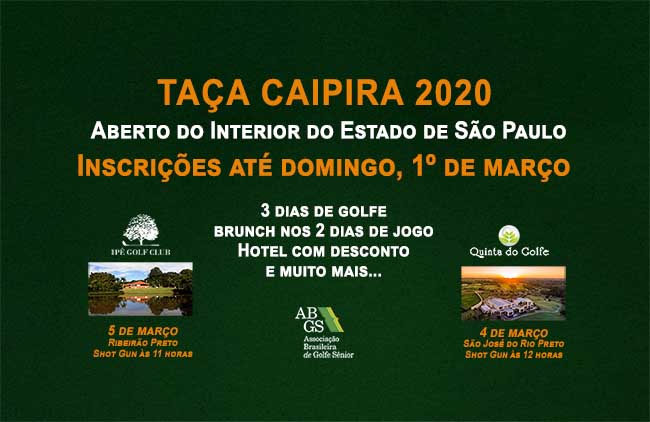 Ainda dá tempo de jogar na Taça Caipira ABGS, de 3ª a 5ª feira, no Quinta do Golfe e Ipê