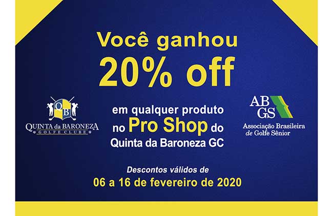 Jogadores da ABGS terão 20% de desconto em todos os produtos do pro shop da Baroneza