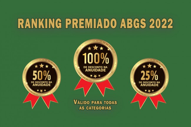 Ranking ABGS 2022 premiará os campeões das 11 categorias com isenção de anuidade